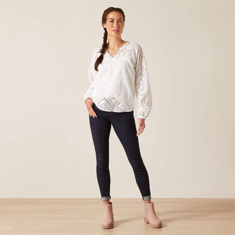 White Ariat Decelea Blouse | 71RSNGDJH