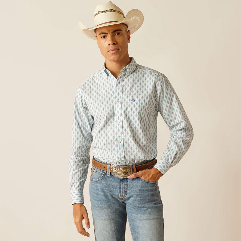 White Ariat Kendrick Fitted Shirt | 15MLVZJOG