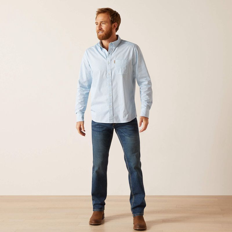 White Ariat Madden Stretch Modern Fit Shirt | 59TXYQOLM