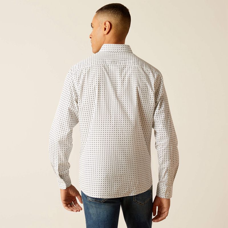 White Ariat Major Stretch Modern Fit Shirt | 49OSBAGQR