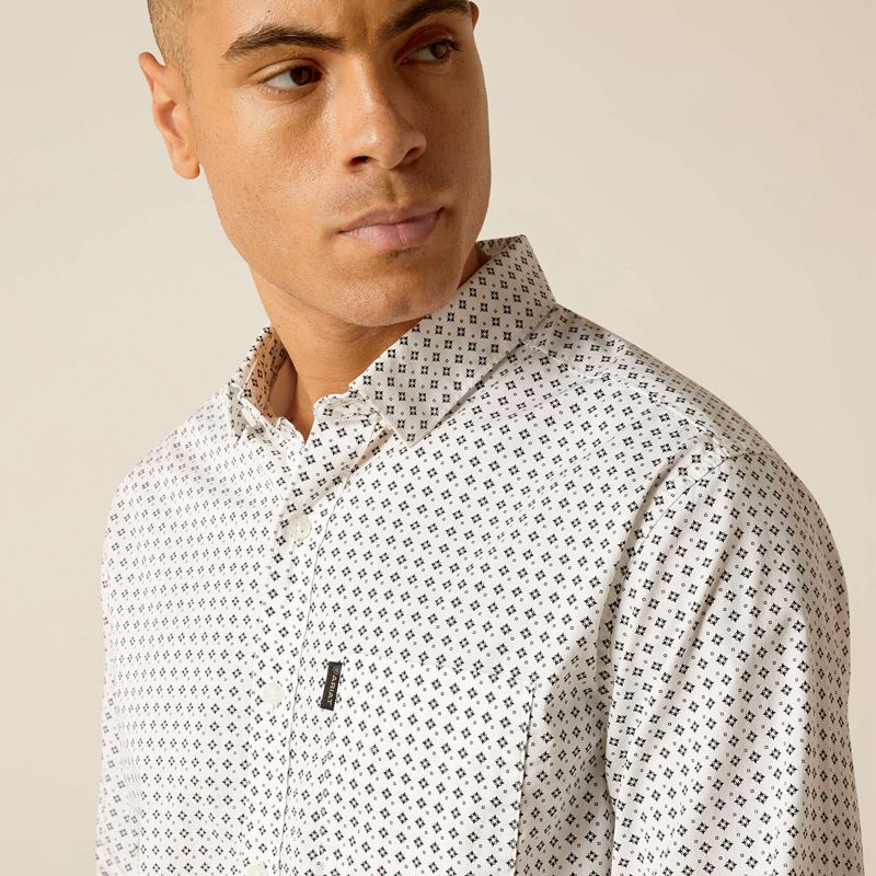 White Ariat Major Stretch Modern Fit Shirt | 49OSBAGQR