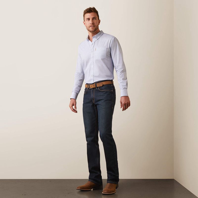 White Ariat Medallion Stretch Modern Fit Shirt | 19YLGHBEX