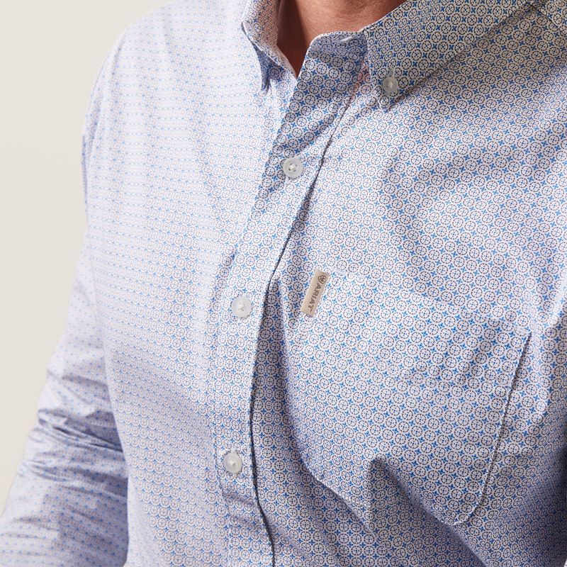 White Ariat Medallion Stretch Modern Fit Shirt | 19YLGHBEX