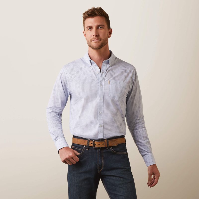 White Ariat Medallion Stretch Modern Fit Shirt | 19YLGHBEX