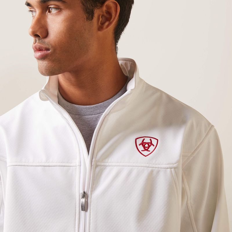 White Ariat New Team Softshell Mexico Jacket | 50FWUYRZO