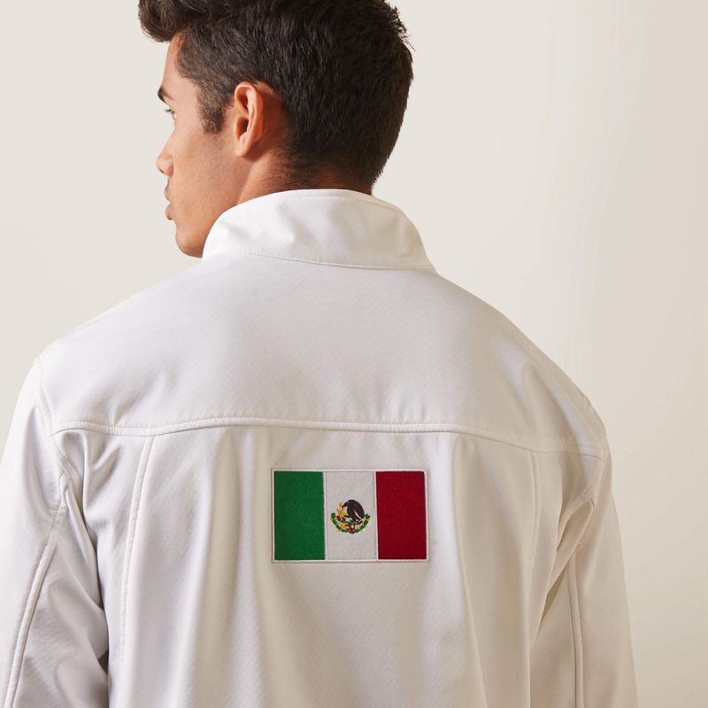 White Ariat New Team Softshell Mexico Jacket | 50FWUYRZO