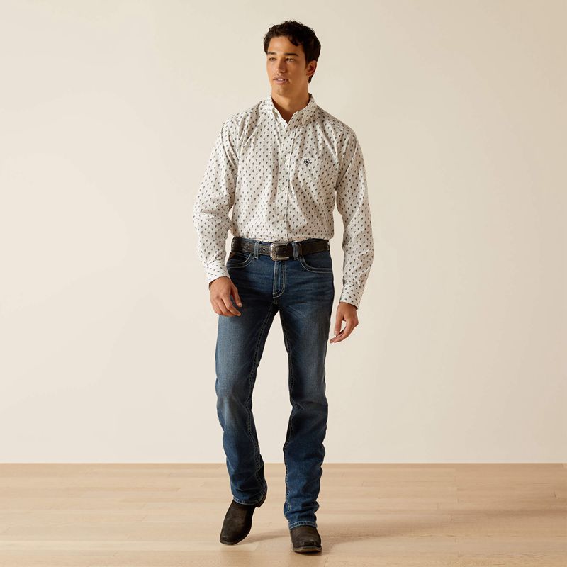 White Ariat Parker Classic Fit Shirt | 95YEFNGKM