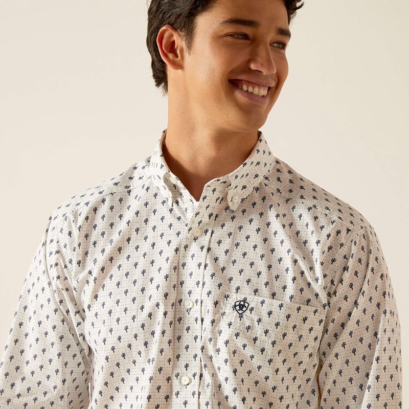 White Ariat Parker Classic Fit Shirt | 95YEFNGKM