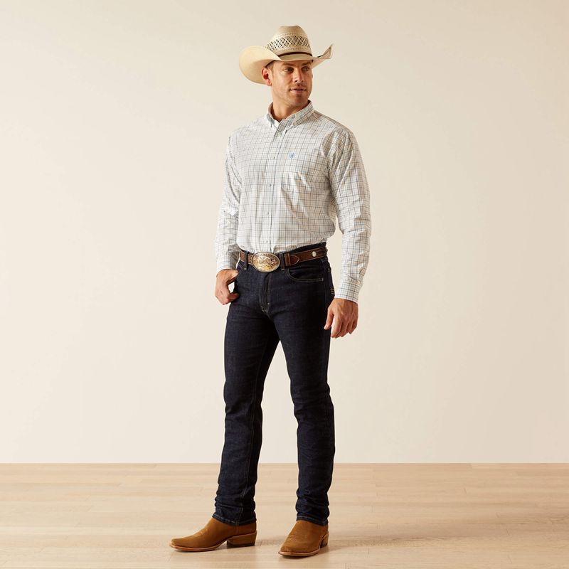 White Ariat Pro Series Ronnie Classic Fit Shirt | 40YGCWDLJ