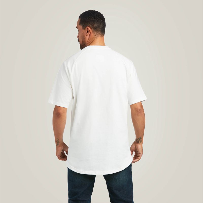 White Ariat Rebar Cotton Strong T-Shirt | 07IDFOCLQ