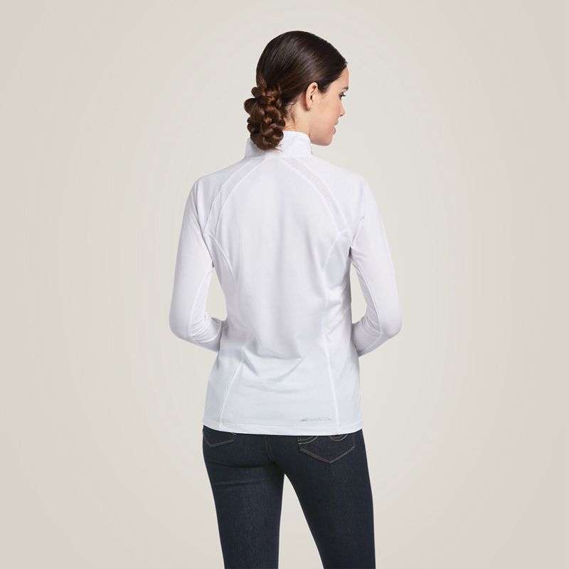 White Ariat Sunstopper 2.0 1/4 Zip Baselayer | 85VGRMUWH