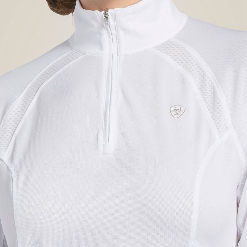 White Ariat Sunstopper 2.0 1/4 Zip Baselayer | 85VGRMUWH