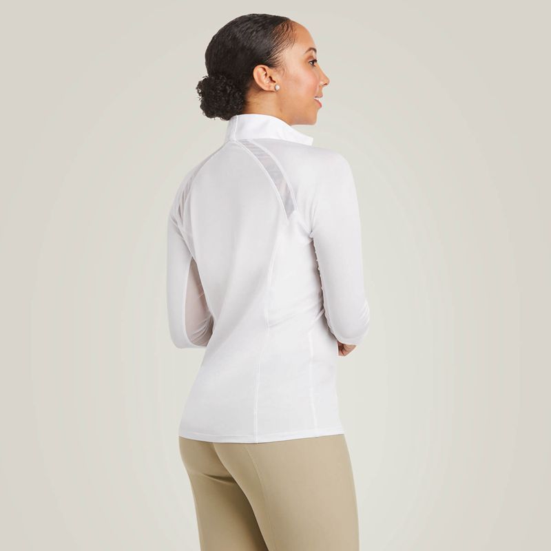 White Ariat Sunstopper Pro 2.0 Show Shirt | 35GLFDXBN