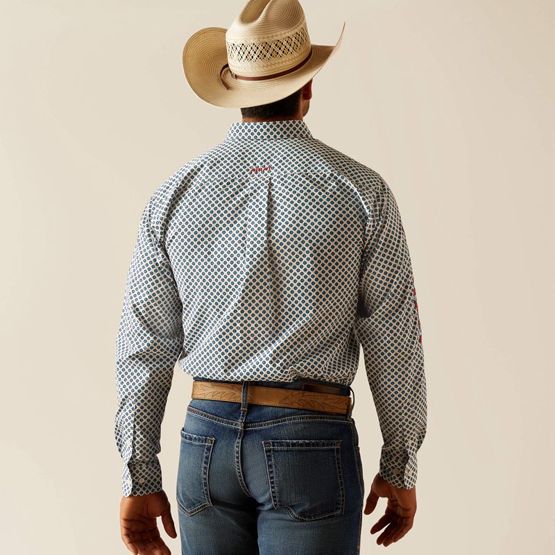 White Ariat Team Lochlan Fitted Shirt | 09XVKMFYZ