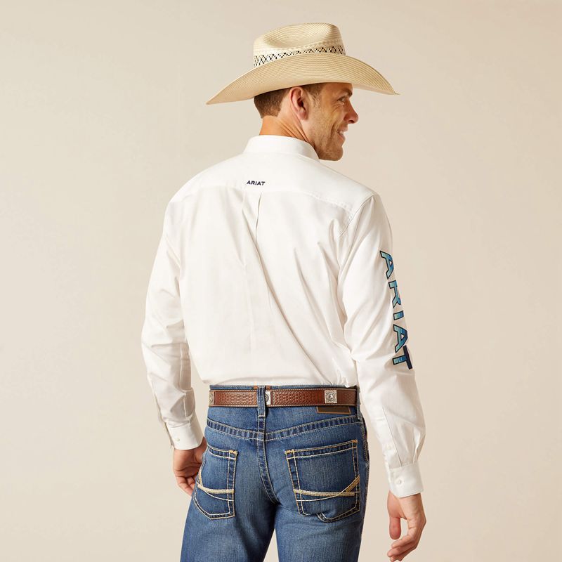 White Ariat Team Logo Twill Classic Fit Shirt | 80JWZCYTR