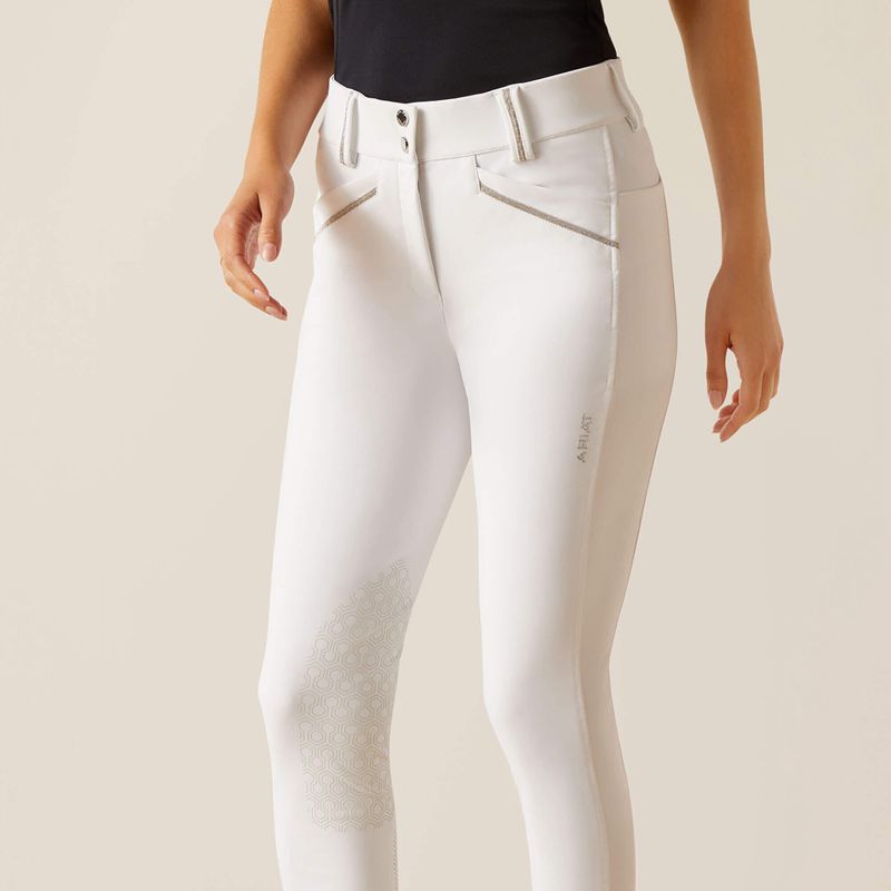 White Ariat Tri Factor Grace Knee Patch Breech | 94LRCPBIH