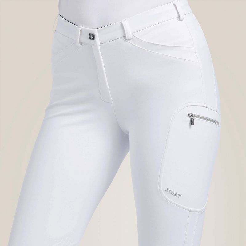 White Ariat Triton Grip Knee Patch Breech | 47NYBFSCI