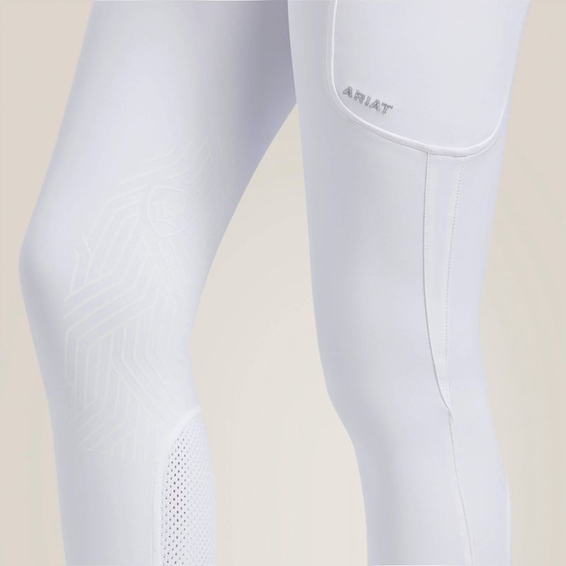 White Ariat Triton Grip Knee Patch Breech | 47NYBFSCI