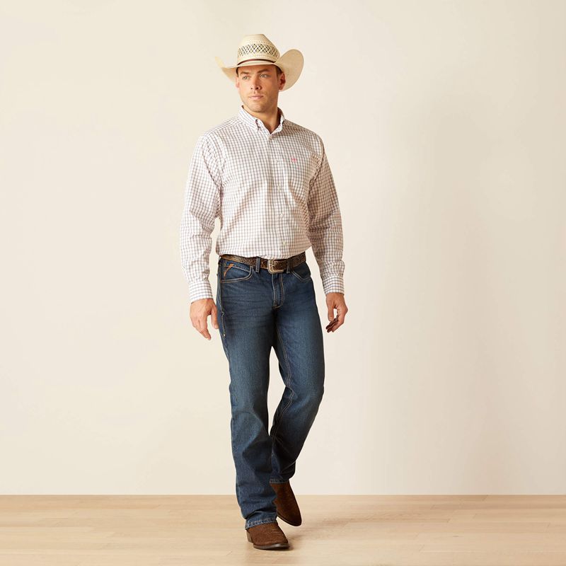 White Ariat Wrinkle Free Briggs Classic Fit Shirt | 89ZMPUDCI