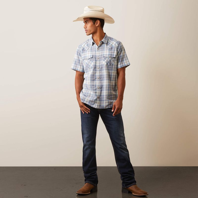 White Asparagus Ariat Halterman Retro Fit Shirt | 81FYLMANH