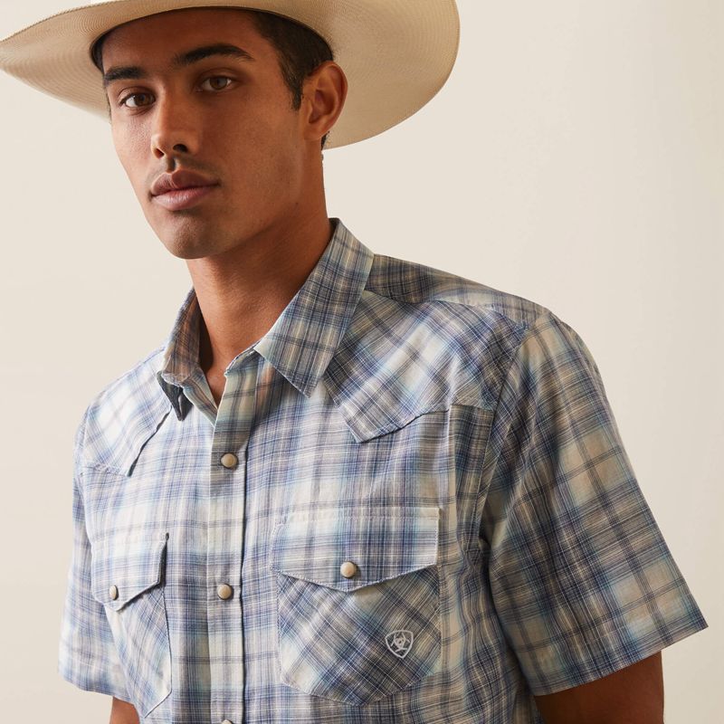 White Asparagus Ariat Halterman Retro Fit Shirt | 81FYLMANH