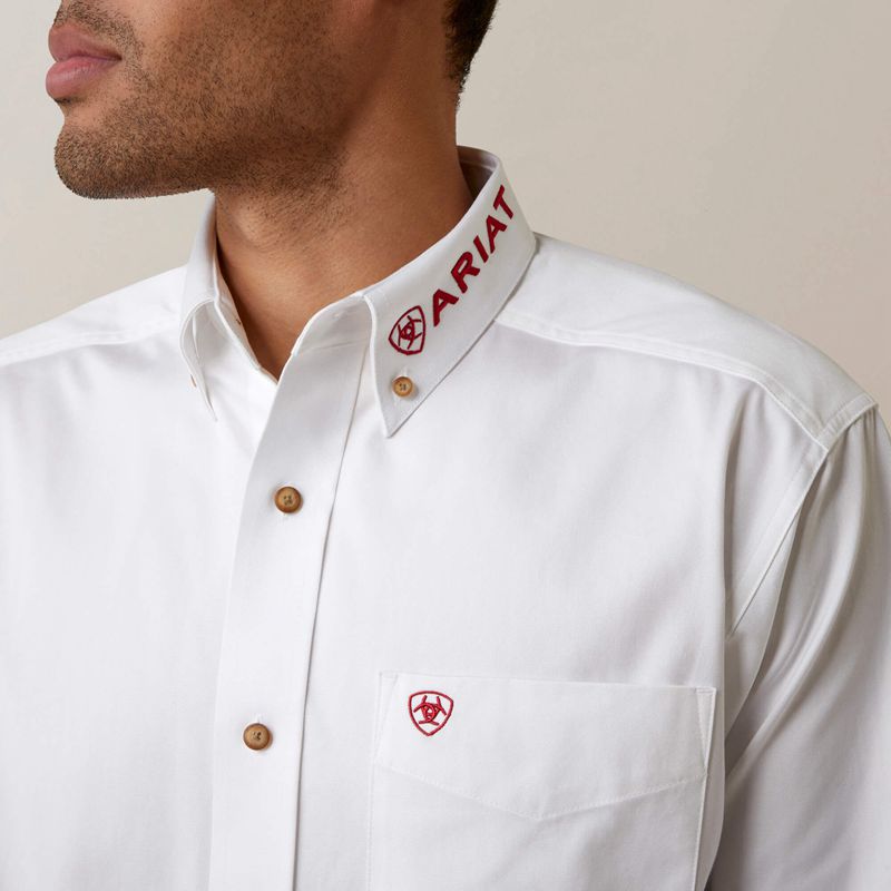 White Mexico Ariat Team Logo Twill Classic Fit Shirt | 70PBKTEGY