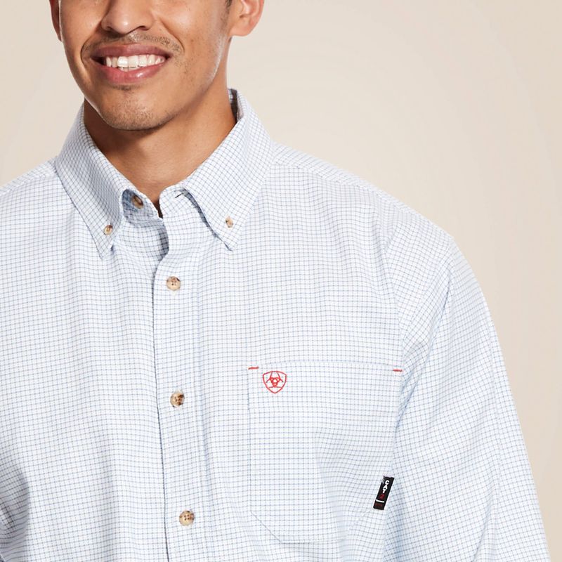 White Multi Ariat Fr Twill Durastretch Work Shirt | 09OFJTCHB