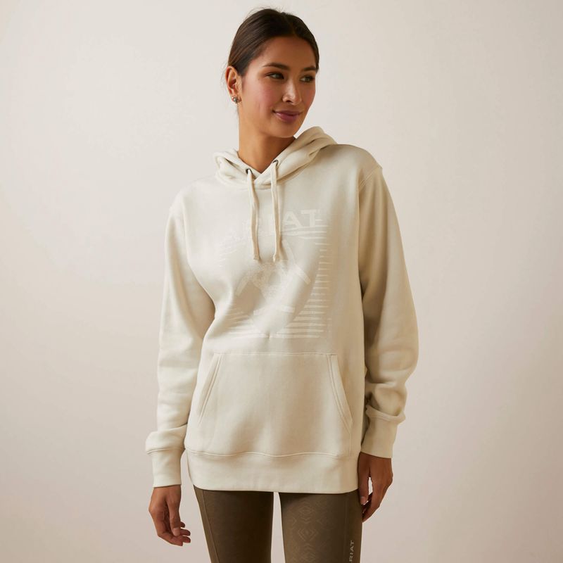 White Onyx Ariat Real Fading Lines Hoodie | 35FIAJRUL