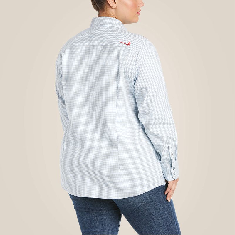 White Windowpane Ariat Fr Hermosa Durastretch Work Shirt | 58ZONVAWY