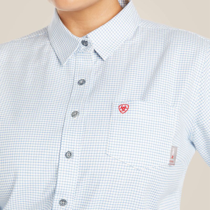 White Windowpane Ariat Fr Hermosa Durastretch Work Shirt | 58ZONVAWY