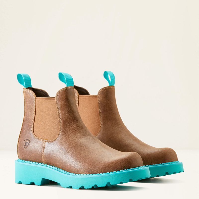 Wicker/Turquoise Ariat Fatbaby Chelsea Western Boot | 91CJSXTPH