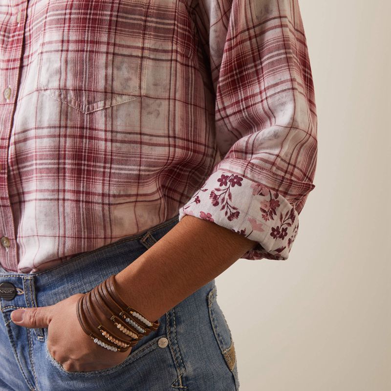 Willa Plaid Floral Ariat Billie Jean Shirt | 13JMHSRXF