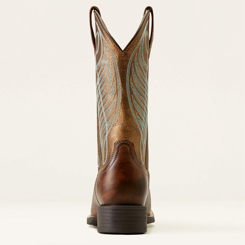 Yukon Brown Ariat Round Up Wide Square Toe Western Boot | 31VKFYZET